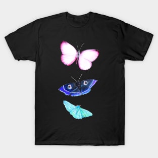 Butterflies and Moths Pattern - Black T-Shirt